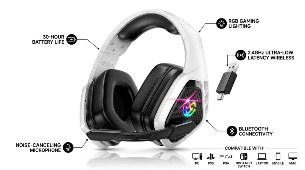 Wireless Headset with Microphone Bluetooth Headset for Work and Calls i